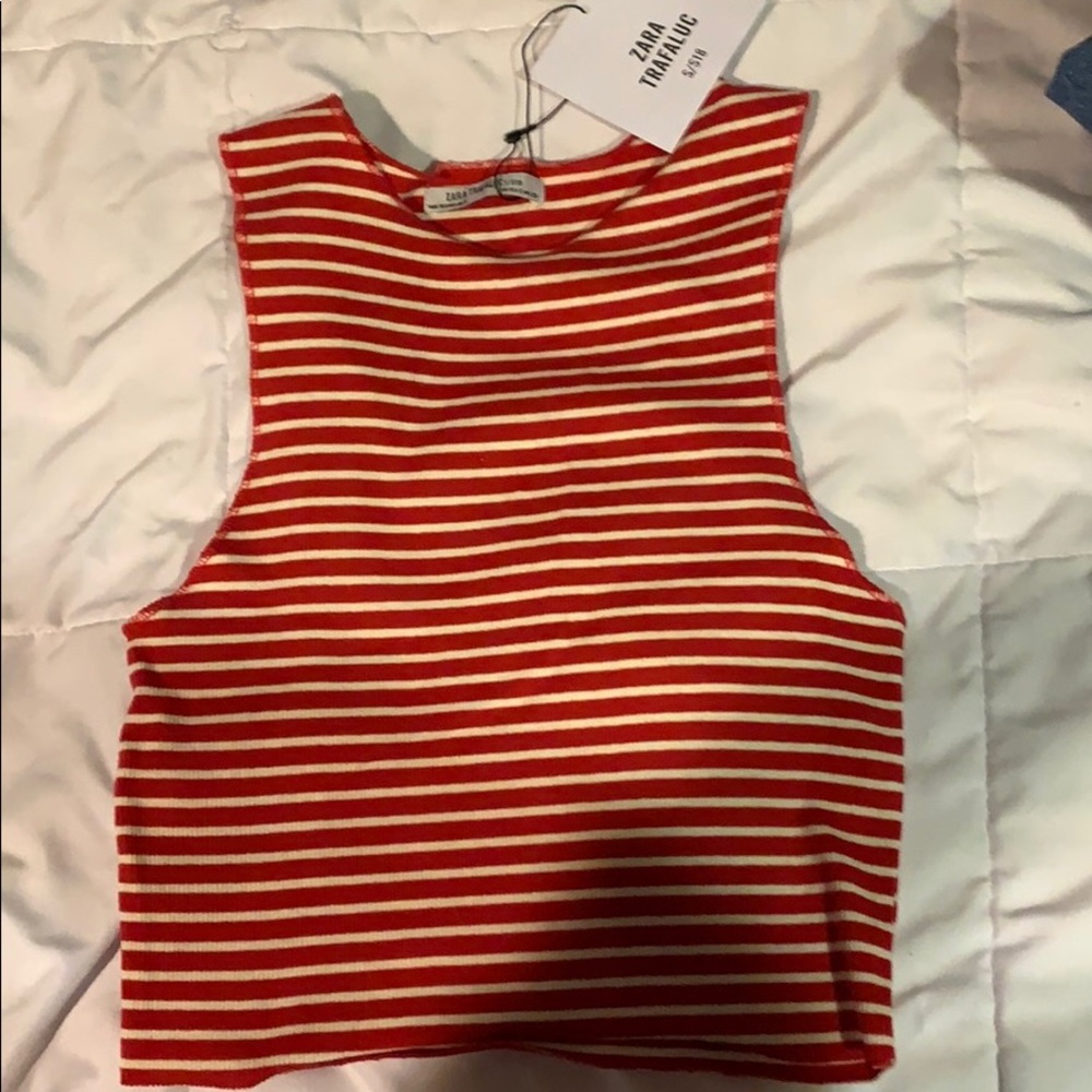 Zara red striped top